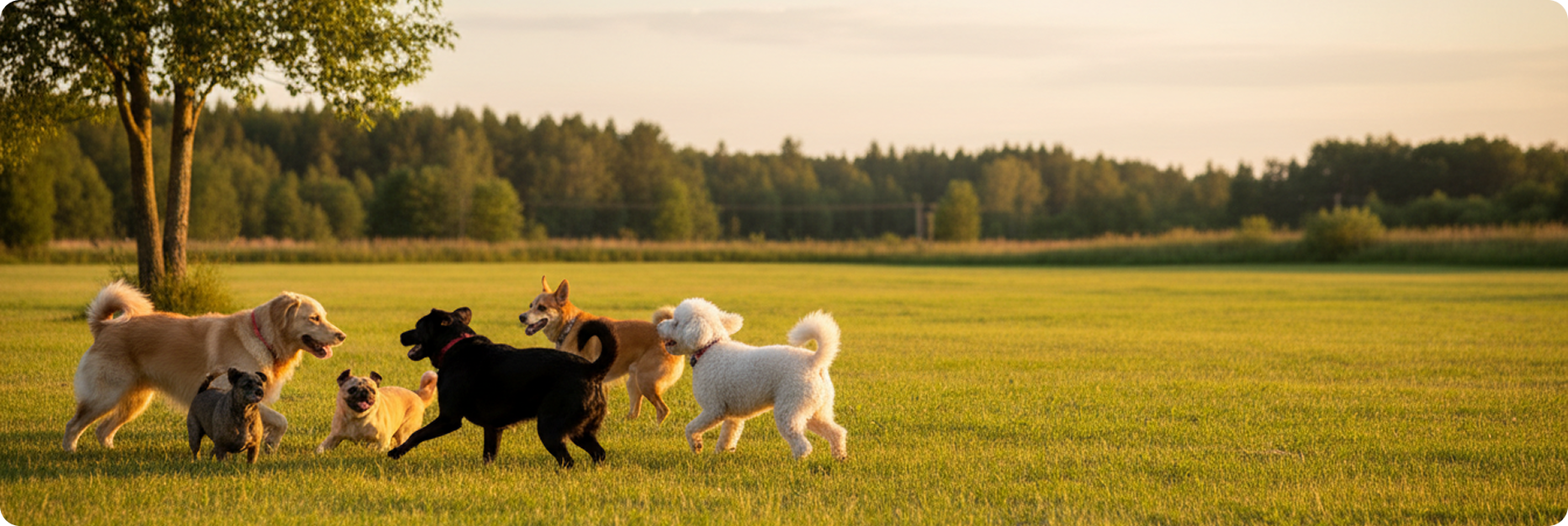 Dogs playing in field